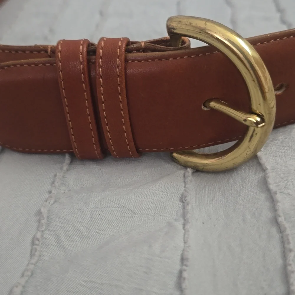 Coach Brown Leather Belt with Gold Buckle - Picture 5 of 7